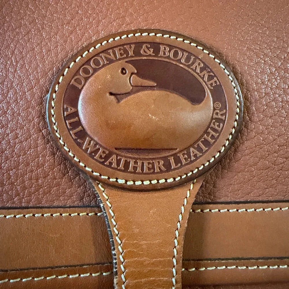 Dooney & Bourke Tan/Brown Leather Briefcase with Shoulder Strap